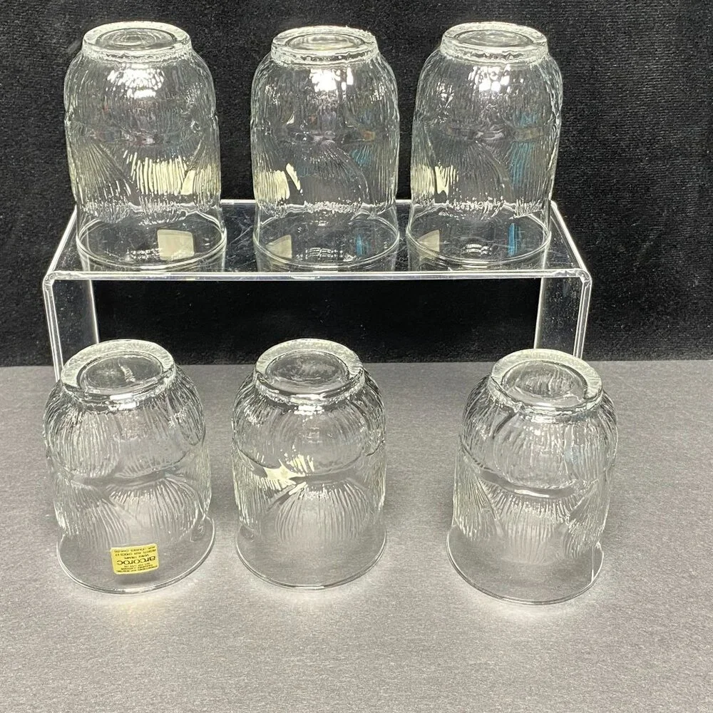 Vintage Arcoroc Set Of 6 Heat Resistant Glassware  - 7 Oz Textured Tumblers